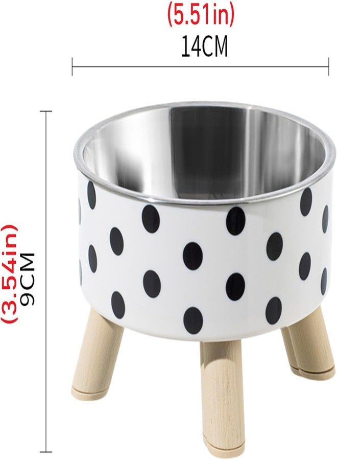 KEYOZA وعاء طعام دائري للقطط من كيوزا، مصنوع من الفولاذ المقاوم للصدأ، بنقشة مربعات/نقاط سوداء وبيضاء، مزود بحامل مرتفع لحماية العمود الفقري؛ بأربع أرجل، قابل للفصل - Image 3